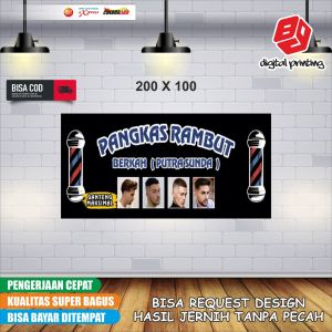 Banner / Spanduk Pangkas Rambut Custome FREE Design COD