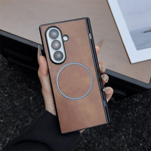 szhaiyu | For Samsung Galaxy Z Fold 8 7 5 4 Case Leather Pattern for Magsafe Magnetic Case for Galaxy Z Fold8 Ultra Wireless Charge Cover