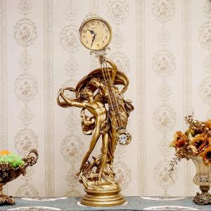 European Style Clock Tabletop Floor Standing Living Room Decorative Clock Luxury Minimalist Metal Disk Battery Operated