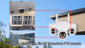 V380 Pro CCTV Tiga Lensa Kamera Rotasi Full HD 12MP Zoom 10X 4G Luar Ruangan Tiga Layar Pelacakan Otomatis Penglihatan malam penuh warna dua arah audio tahan air