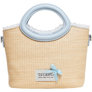 Toutou 2025 Summer New Style Sweet Cool Bucket Straw Woven Beach Sand Beach Travel Crossbody Bag Womens Soft Handbag