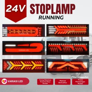 1 Set - 24Volt Stoplamp Lampu Rem Belakang Running Truck Universal Waterptoof - Part 3