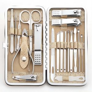 Manicure 19 in 1/set Nail Clippers Pedicure Kit Manicure Tool Kit Stainless Steel Facial Grooming Set Kit Gift Women Men Girls
