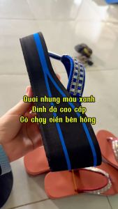 Dép xốp xỏ ngón quai kẹp nữ đính đá đế cao su cứng chống trơn trượt cao 5cm siêu nhẹ êm ái chắc chắn thời trang
