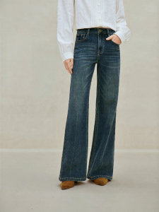 INMAN | Retro Cat-Whisker Flare Jeans Water Washed Blue Slim for Petite