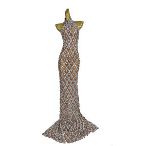 Sparkly Rhinestones Sleeveless Long Dress for Elegant Women Dark Mesh Celebrate Evening Wedding Prom Gown Birthday Dress Photograph Wear