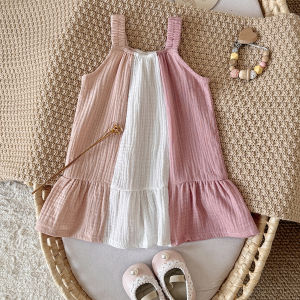 Girls Loose Sleeveless Suspenders Dress Summer New 100% Cotton Baby Girl Casual Dresses Suitable for babies aged 0-3 years