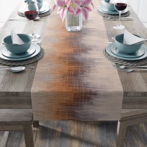 VIKAMA Minimalist Gradient Tie Dye Table Runner Linen Table Flag Living Room Kitchen Dining Table Decoration