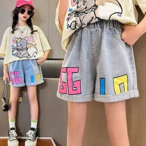 ไม่จำกัด X เด็กหญิงยีนส์น่ารักกางเกงขาสั้นฤดูร้อน Demin กางเกงขาสั้นเด็กกางเกงขาสั้นลายการ์ตูน120-170ซม.
