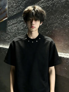 ZHUOCAN | Metal Rivets Crew Neck T-Shirt