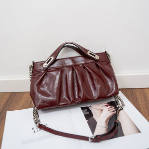 SIFULUN | Golden Bright Skin Genuine Leather Handbag Head Layer Cowhide
