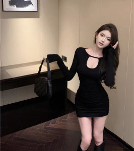 ชุดเดรสยาวแขนกุดเซ็กซี่สไตล์ใหม่สำหรับผู้หญิงในฤดูร้อน ทรงเข้ารูปเข้ารูป เอวสูง กระโปรงทรงเอ คอตั้ง แขนยาว แขนกุด