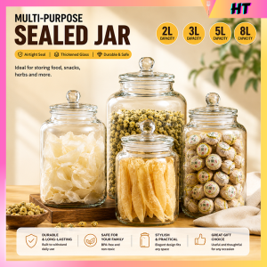 Airtight Glass Jar Transparent Bottle Sealed Cans COOKIE BISCOTTI Food Storage 2-8 L