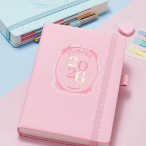 สมุดแพลนเนอร์ออแกไนเซอร์ A5 ปี 2026 พร้อมแท็บรายเดือน รายการสิ่งที่ต้องทำ ปิดผนึกด้วยยางยืด ห่วงใส่ปากกา กระดาษ 80 แกรม ปก PU-Softcover สำหรับจดบันทึก ใช้ได้ทั้งที่โรงเรียนและที่ทำงาน
