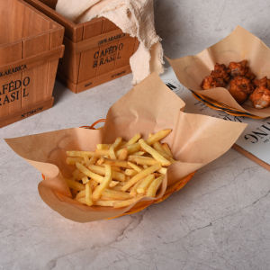 100PCS Baking Paper Thickened Oil-proof Wood Color Pizza Pad Paper Barbecue Fried Chicken Tray Oil Absorbent Pad Paper