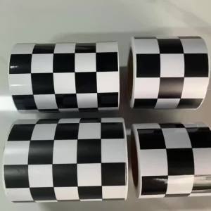Premium Black White Checkered Flag Vinyl Wrap Film Roll Self Adhesive Motorbike Car Decal Wrapping