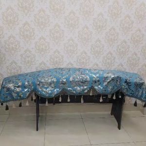 Khăn Phủ đàn guzheng Cổ Tranh Trung Quốc mẫu xanh có tua rua hạt châu