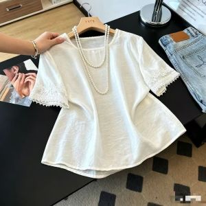 Traditional Chinese Style Lace Embroidered Shirt for Women White Spring/Summer