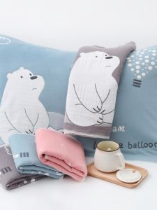Six-Layer Pure Cotton Flannel Pillowcase Lace Trim 100% Cotton Single Person Cartoon High End Pillow Cover Soft Comfortable