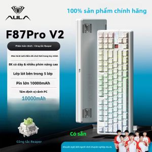 Bàn Phím Cơ AULA F87 Pro V2 12000mAh Đèn RGB Kép 8K Chơi Game E-Sports Tùy Chỉnh Hiển Thị GIF Ba Chế Độ Hot-swap 0.125ms