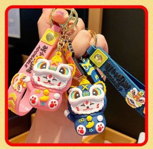 New Year National Tide Lion Dance Lucky Cat Key Chain Rabbit Car Key Chain Pendant Gift Wholesale New Year Gift Keychain