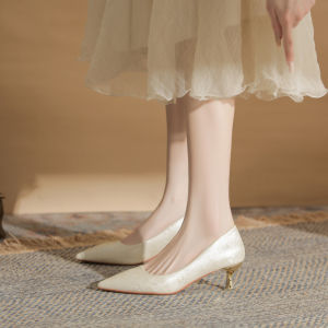 Spring Autumn New 2025 Womens High Heels Thin Heel Cheongsam Wedding Shoes Show Heel Pointed Toe Maidsmaid Shoe Korean Style