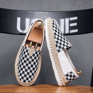 Casual Breathable Mens Canvas Slip-On Shoes Summer Fashion Fisherman Style Flat Heel Low Top Youth Trendy Beijing Cloth Shoes