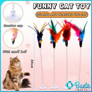 Baete Pet Toy Cat Teaser Colorful Feather Stick Swing Funny Toys