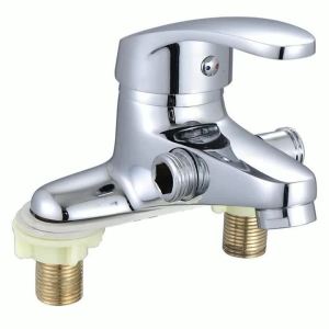 Bathroom Faucet Double-Hole Basin Hot And Cold Basin Tap Mixer Faucet 2 Ways Deck Mounted Zinc Alloy Sink Mixer Tap