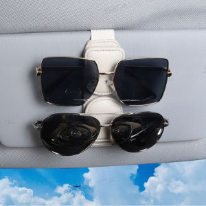 SEAMETAL Car Glasses Clip Multifunction Leather Card Holder Car Sunglasses Storage Bag Magnetic Sun Visor Organizer