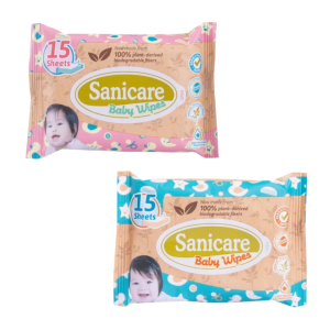 Sanicare Baby Wipes Plant Fiber 15 Sheets - Assorted Colors