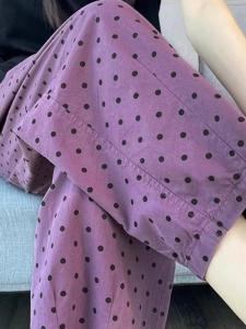 กางเกงฮาเร็มลายจุดสำหรับผู้หญิง ทรงหลวม ระบายอากาศได้ดี ทรงเอวสูง สไตล์ลำลอง กางเกงขายาวทรงหลวม ผ้าฝ้ายผสมโพลีเอสเตอร์