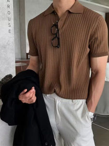 Summer Slim Fit Polo Shirt Short Sleeve Casual Thin Style Turn-down Collar Solid Color Trendy Top for Teen Boys Polyester Fiber