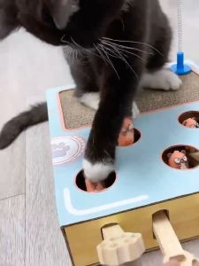Cat Toy Self-Hi Relieving Stuffy Artifact Chase Hunt Mouse Scratcher Teaser Whac-a-Mole Little Mouse Board Game 打地鼠猫抓板
