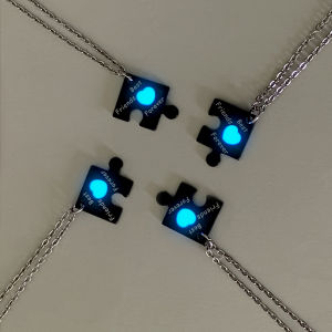 4 Pieces/Set Luminous Love BEST FRIENDS FOREVER Stainless Steel Pendant Patchwork Sister Necklace Women Fashion Boudoir Necklace