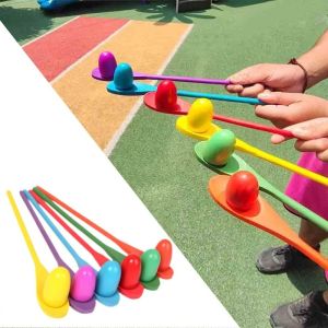 Childrens Outdoor Fun Game Toy Egg Spoon Balance Sport Wooden Spoon Toss Ball Sense Training Early Education Puzzle Party Game