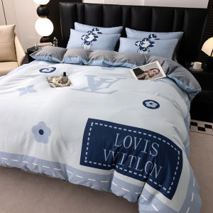 ชุดนอนผ้าฝ้ายแท้ 4 ชิ้น สำหรับห้องนอนหลัก ผ้าคลุมเตียง ผ้าคลุมหมอน ผ้าคลุมชั้นใน เสื้อผ้าคนวัยกลางคน สไตล์หรูหรา เส้นใยไตรอะซิเตท