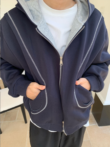 เสื้อแจ็คเก็ตทรงหลวมแบบมีฮู้ด Cleanfit ทรงหลวมสำหรับผู้ชาย เสื้อสเวตเตอร์คอตั้งแบบมีฮู้ดสไตล์ลำลอง ปิดด้วยซิป แขนยาว