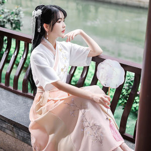 Modern Student Set Fresh Fairy Ancient Style Elegant Ming Dynasty Waist Length Improved Hanfu Traditional Chinese Costume