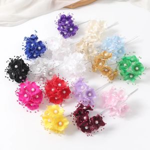 6Pcs 12cm Artificial Chiffon Flower Rose Flower Bouquet for Home Room Decor DIY Scrapbooking Garland Wreath Wedding Decoration