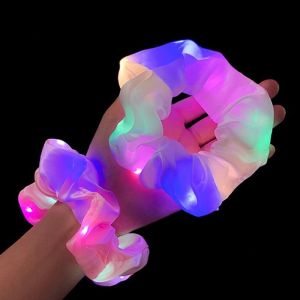 LED Glow-in-the-dark Sausage Headband for Girls Large Luminous Ponytail Hair Accessories Fancy Party Birthday Halloween Gift