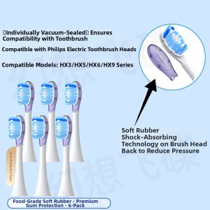 Philips Electric Toothbrush Head Replacement Compatible with HX6730 HX3792 HX5171 9911 Medium Nylon Bristles Deep Cleaning