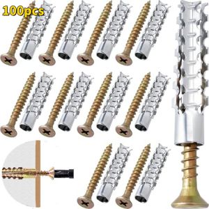5/100 Sets Metal Sawtooth Expansion Pipe Self Tapping Screws Kit for Hollow Walls Tile Drywall Anchors Anti Loosening Fastener