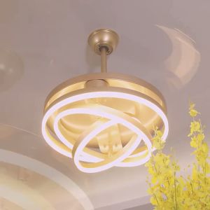 Luxury Ceiling Fan With Lights Remote Control Chic Chandelier Fan Invisible 42/48 Inch Ceiling Fans With Lights For Living Room Dining Room