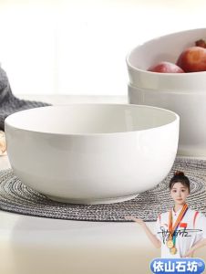 High-Quality Pure White Lead-Free Bone China Large Noodle Bowl Soup Bowl Ceramic Dishwasher Safe Deep-Covered Glazed Underglaze