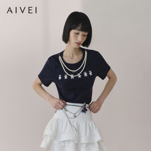AIVEI | Spring Summer Girl Style Rabbit Print Regular Shoulder Short Sleeve T-Shirt