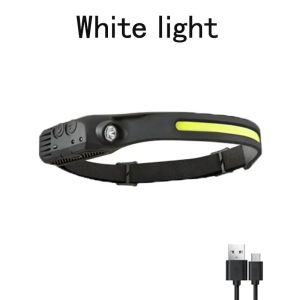 COB LED Headlamp 1 2 3 Wire Selection 5 Light Modes USB Rechargeable Waterproof for Outdoor Emergency Work Mining Caving