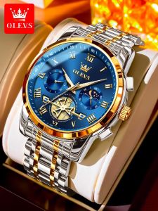 OLEVS | Swiss Certified Mens Multi-Function Skeleton Quartz Watch