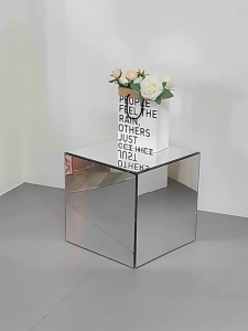 Mirrored square side table small apartment coffee table photography prop showroom decoration