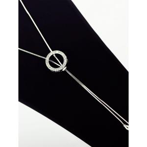 Versatile High-End Pearl Titanium Steel Necklace Adjustable Long Tassel Sweater Chain Womens Fashion Accessory for Autumn Winter